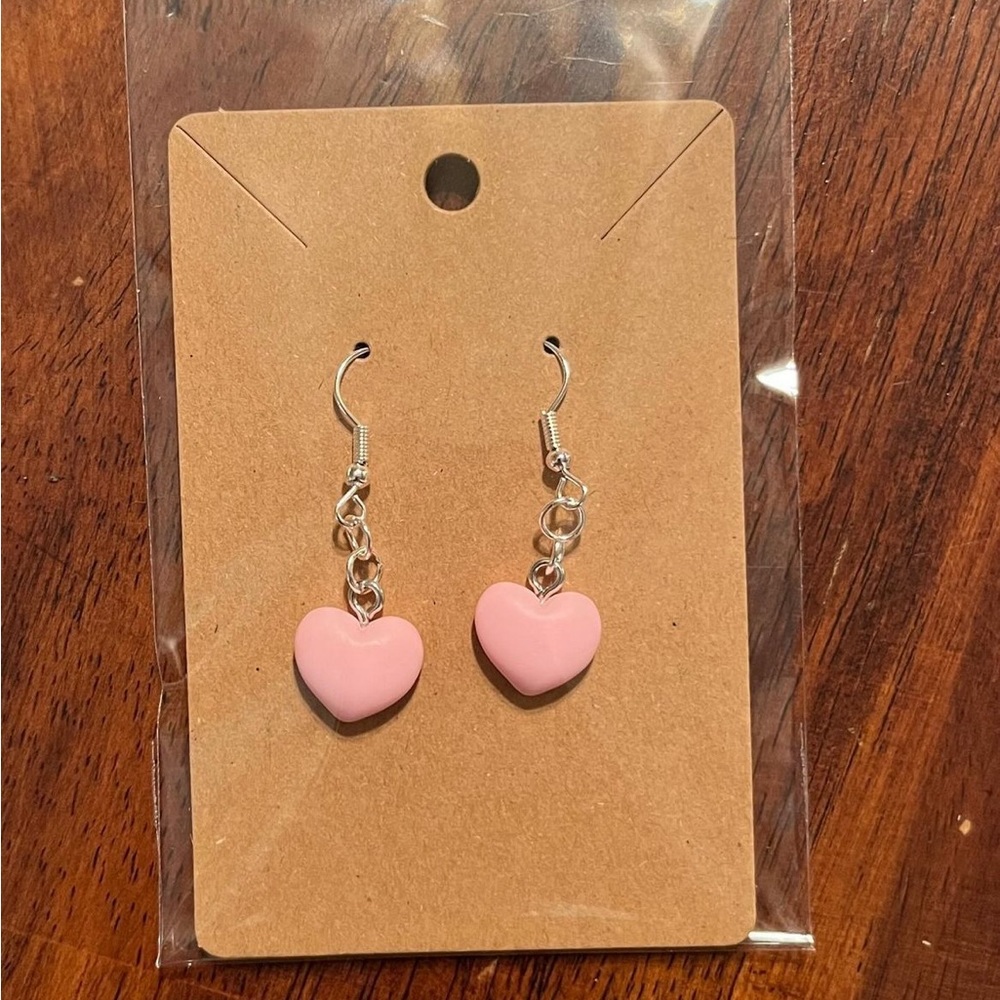 Small pink heart earrings
